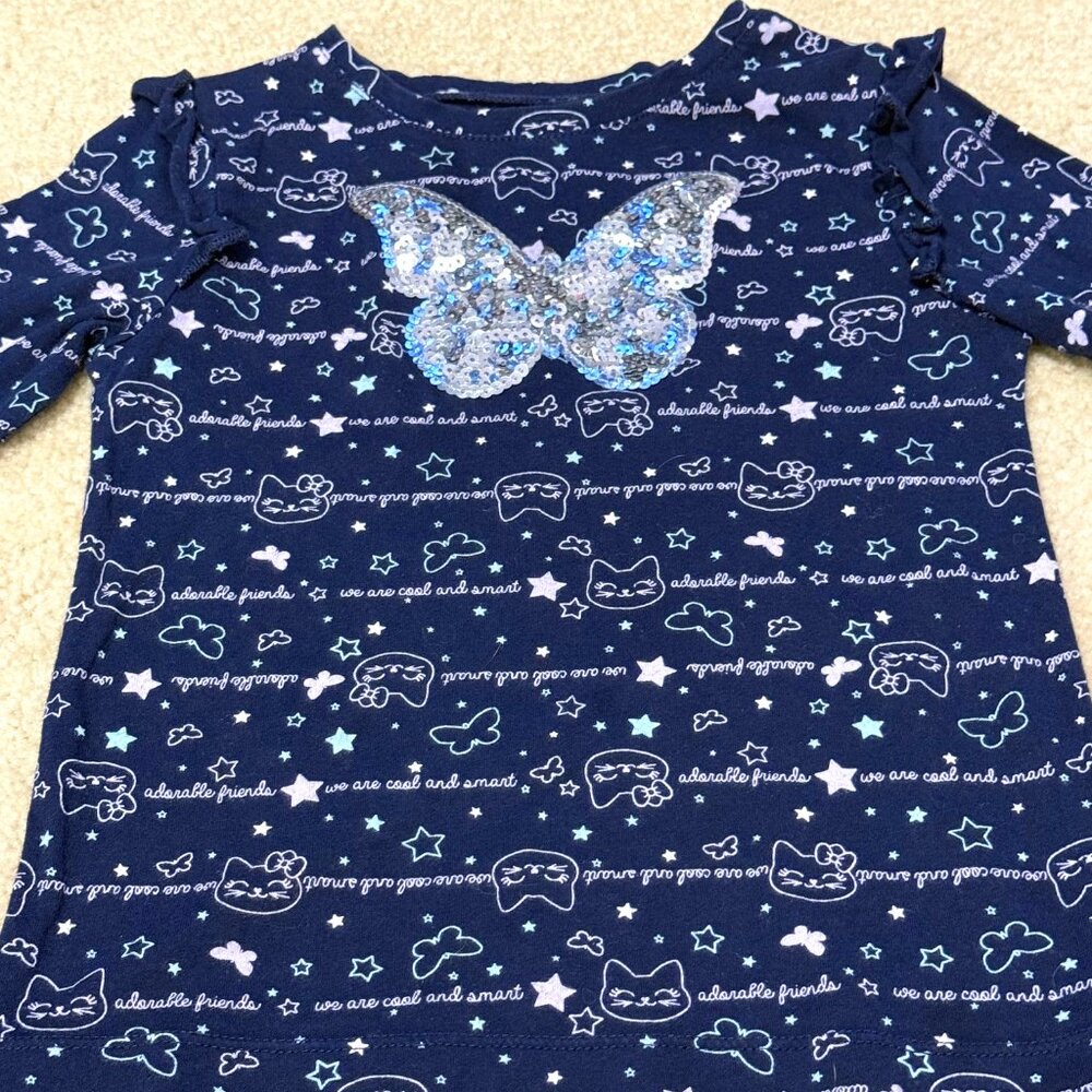 Garanimals - Girls Long Sleeve Sequin Butterfly & Kitty Shirt - Size 5